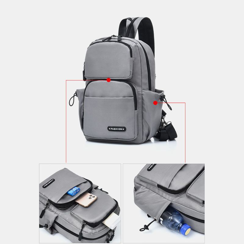 Män Usb Laddning Multi-carry Flerlager Vattentät Crossbody Bag Bröstväska Sling Bag Ryggsäck