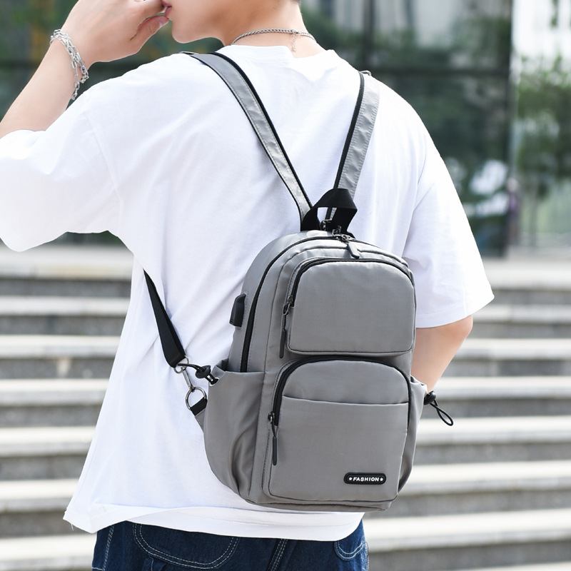 Män Usb Laddning Multi-carry Flerlager Vattentät Crossbody Bag Bröstväska Sling Bag Ryggsäck