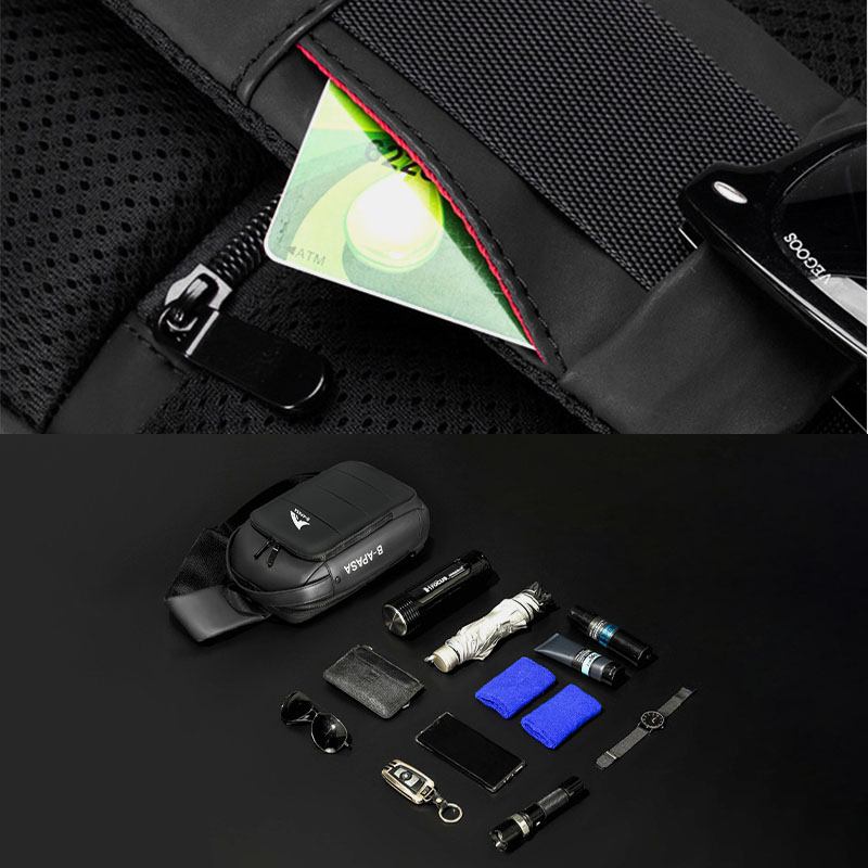 Män Usb-laddning Vattentät Stor Kapacitet Casual Bröstväska Axelväska Crossbody-väska