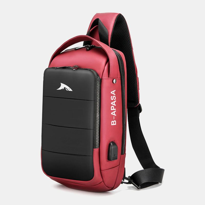 Män Usb-laddning Vattentät Stor Kapacitet Casual Bröstväska Axelväska Crossbody-väska