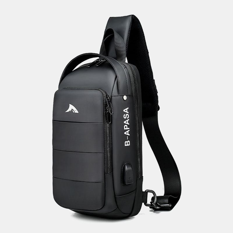 Män Usb-laddning Vattentät Stor Kapacitet Casual Bröstväska Axelväska Crossbody-väska