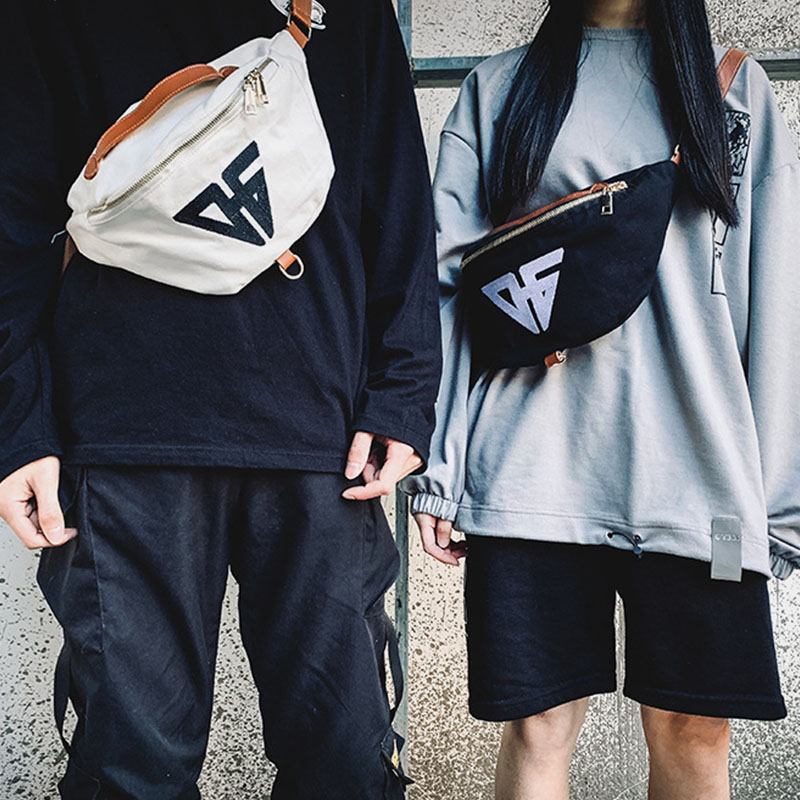 Unisex Canvas Par Sportig Casual Axelväska Med Stor Kapacitet Bröstväska