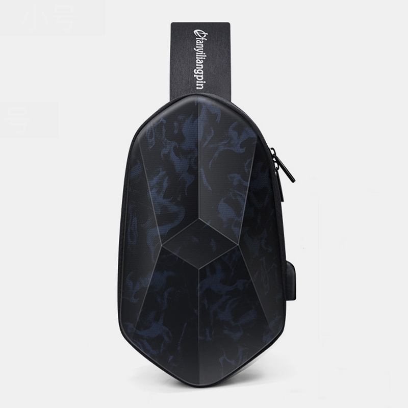 Unisex Klassisk 3d Rhombus Design Usb-laddningsväska Med Flera Fickor Vattentät Bärbar All-match Crossbody-väskor Med Full Textur