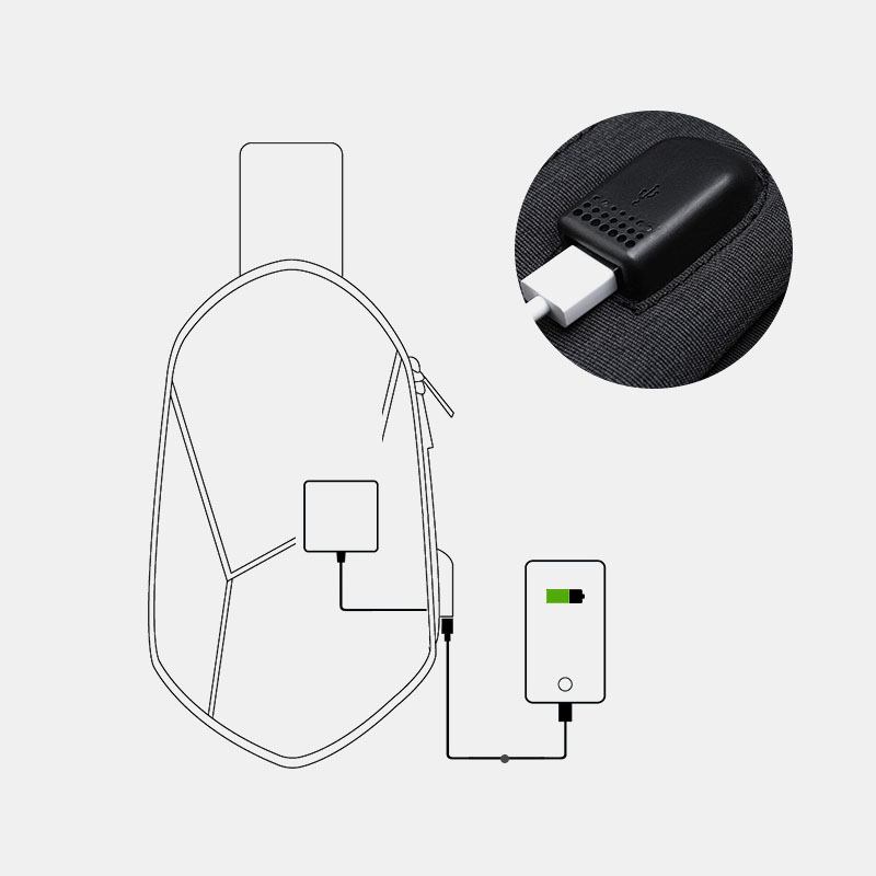 Unisex Klassisk 3d Rhombus Design Usb-laddningsväska Med Flera Fickor Vattentät Bärbar All-match Crossbody-väskor Med Full Textur