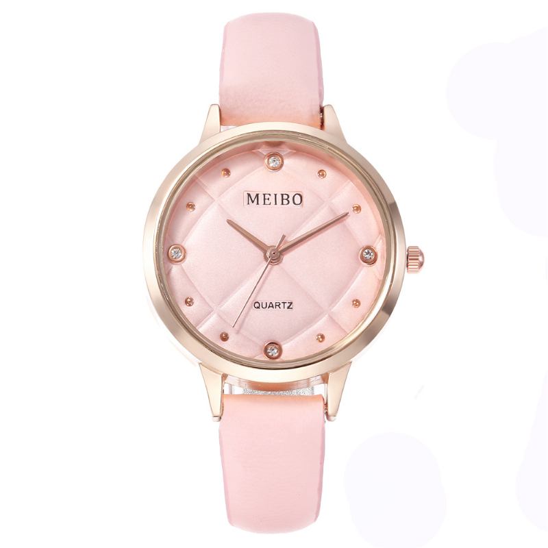 Casual Style Damarmbandsur Läderband Crystal Quartz Klockor