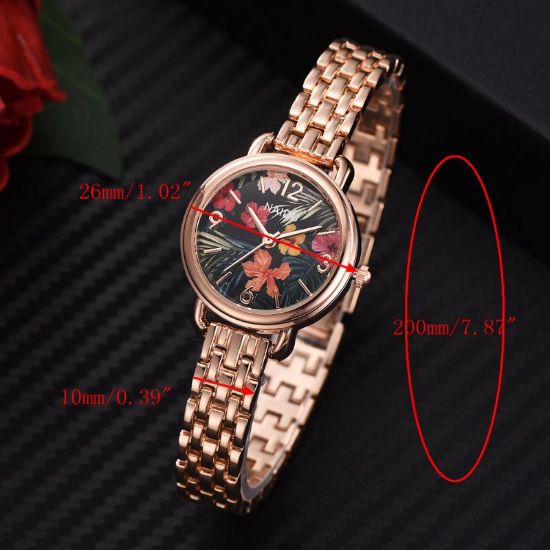 Casual Style Dekorativ Dam Armbandsur Full Steel Band Quartz Watch