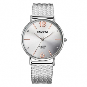 Casual Style Kvinnor Quartz Watch Mode Urtavla Rostfritt Stål Armband Dam Klänning Armbandsur