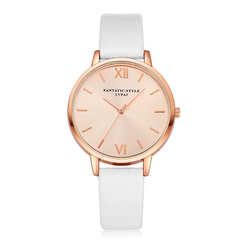 Casual Style Pu-läderrem Klocka Kladies Armbandsur Quartz Watch