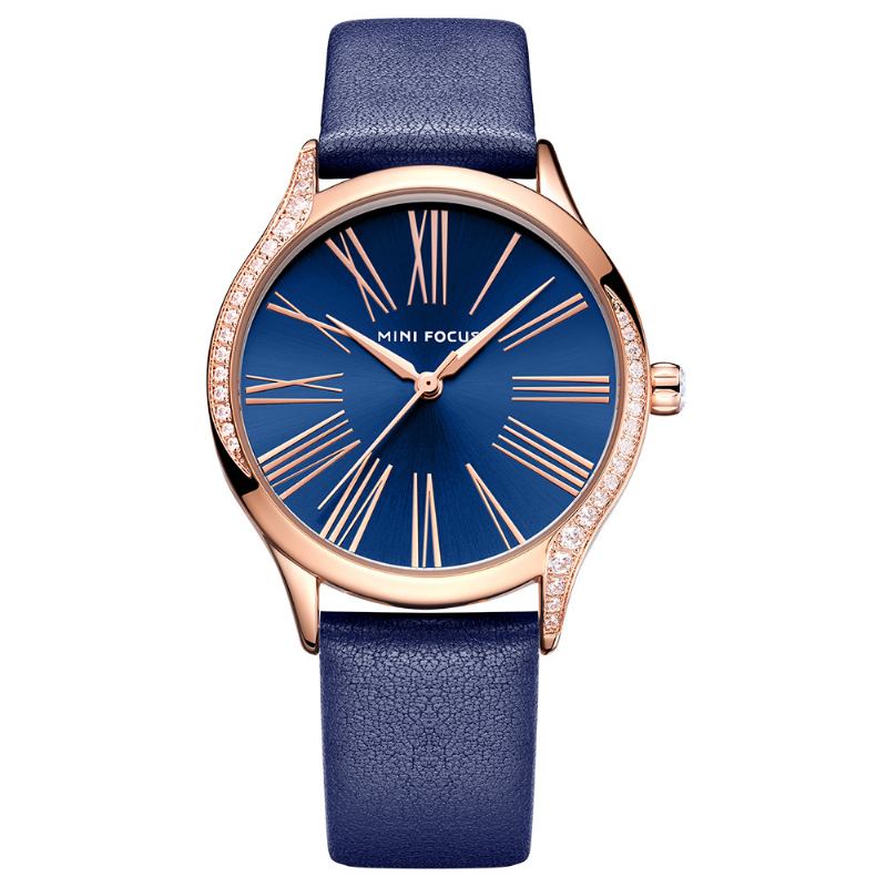 Casual Style Shining Dam Armbandsur Äkta Läderrem Quartz Watch