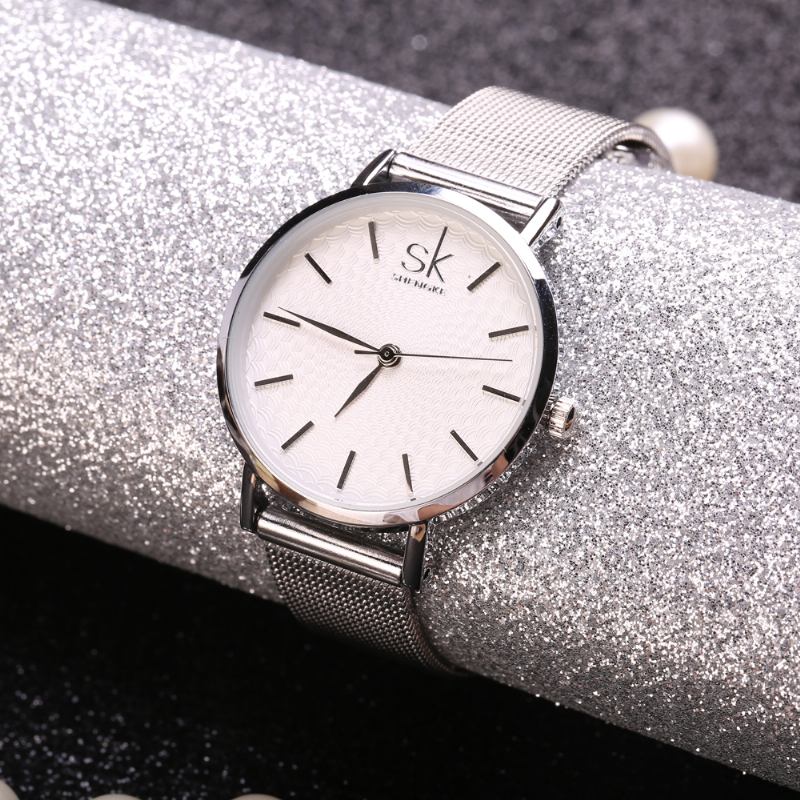 Casual Style Ultra Tunn Dam Armbandsur Mesh Steel Band Quartz Watch