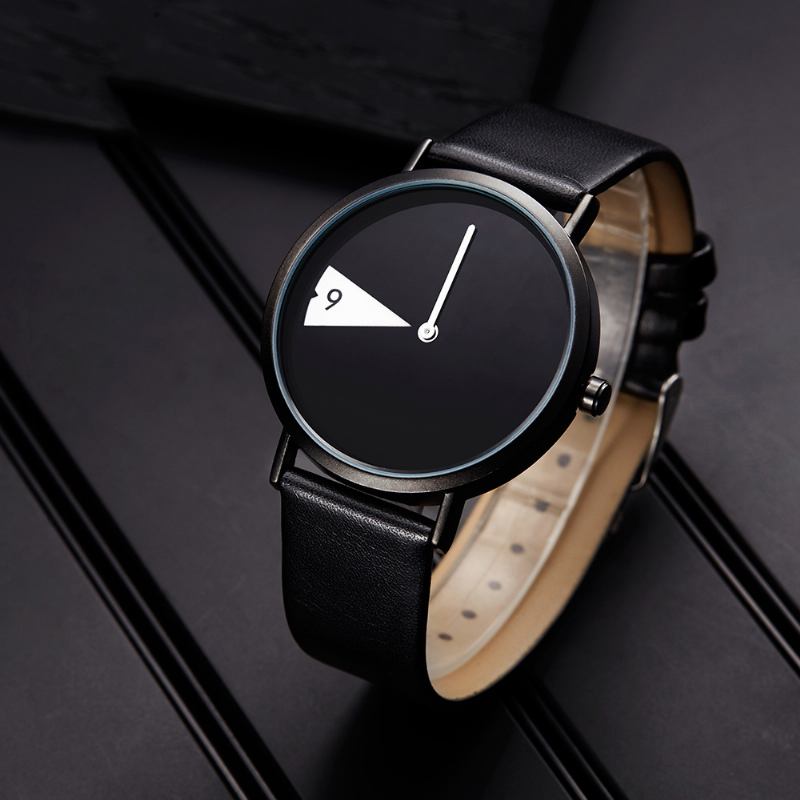 Creative Dial Mode Kvinnor Casual Funny Leather Band Quartz Watch