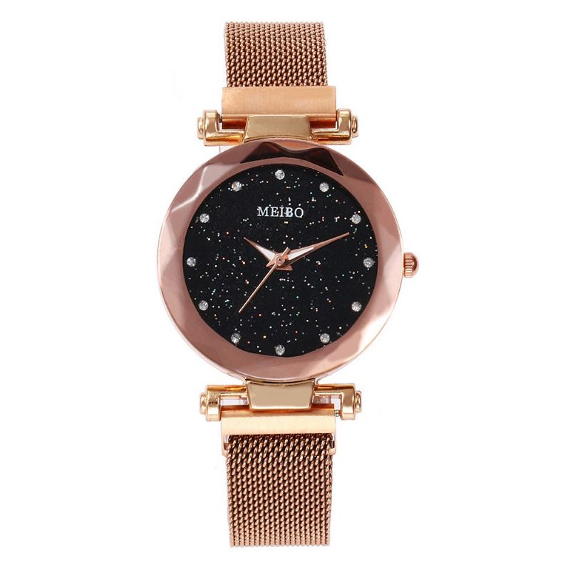 Damklänning Star Magnetic Band Mode Lyx Crystal Dial Dam Quartz Watch