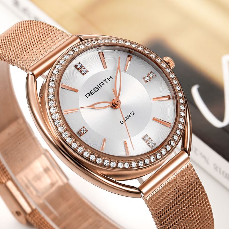 Diamanturtavla Kvinnor Armbandsur Full Steel Elegant Design Quartz Watch