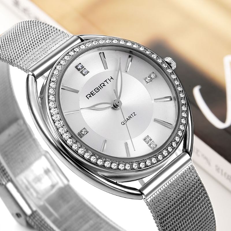 Diamanturtavla Kvinnor Armbandsur Full Steel Elegant Design Quartz Watch