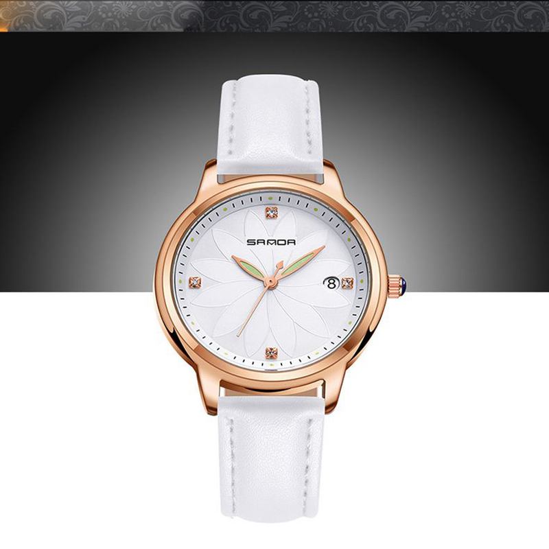 Elegant Design Damarmbandsur Date Display Quartz Watch