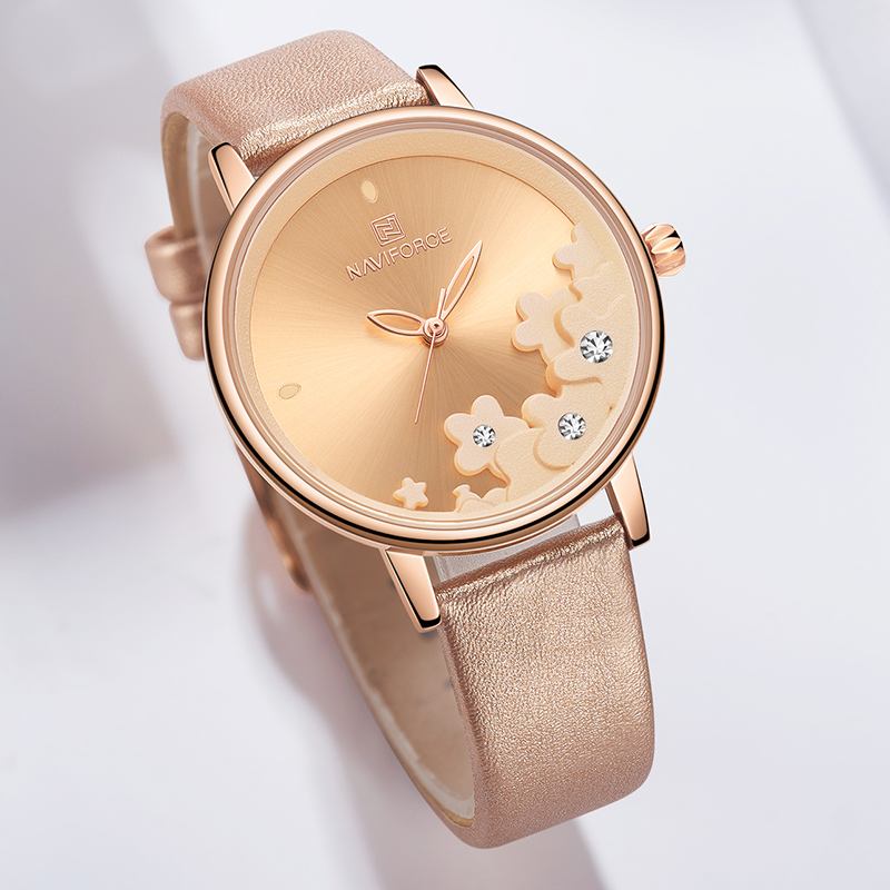 Elegant Design Damarmbandsur Vattentät Läderband Kvartsklocka