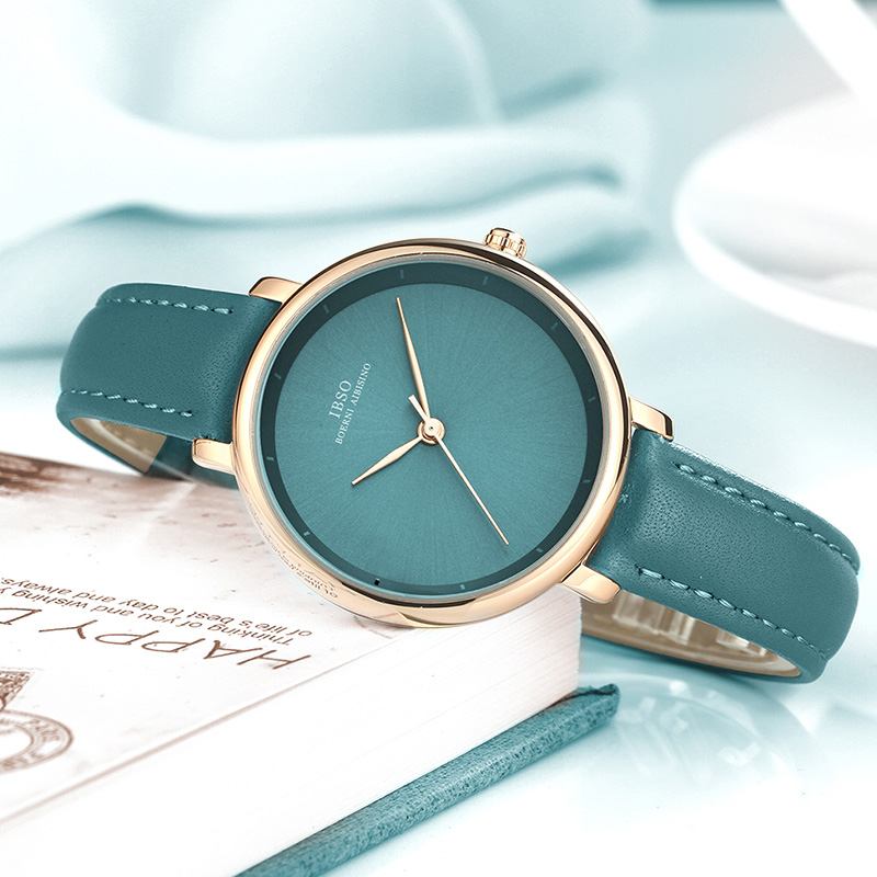Enkel Design Damarmbandsur Business Style Läderband Quartz Watch