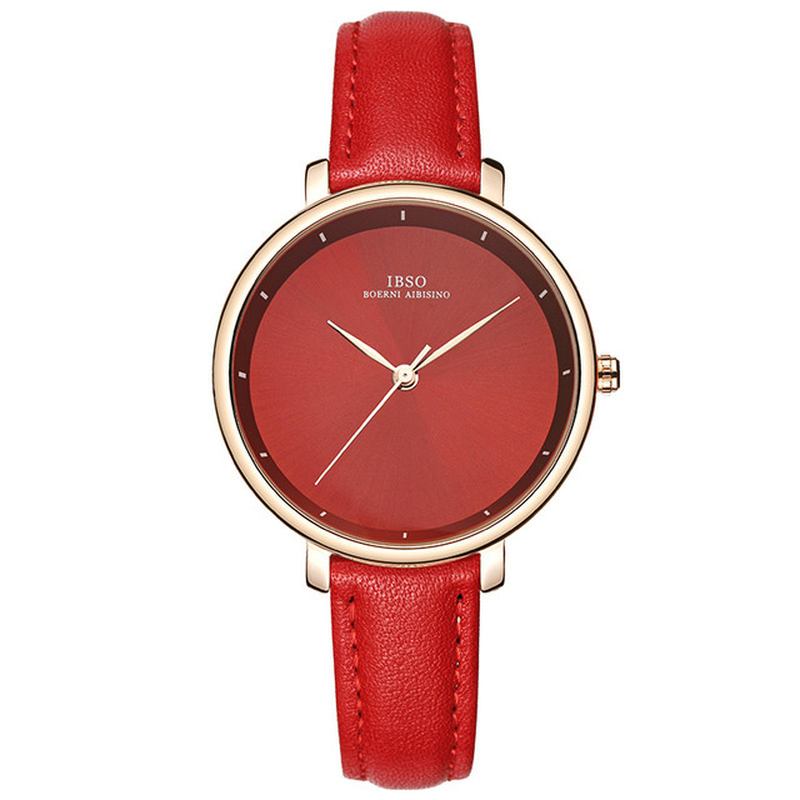 Enkel Design Damarmbandsur Business Style Läderband Quartz Watch