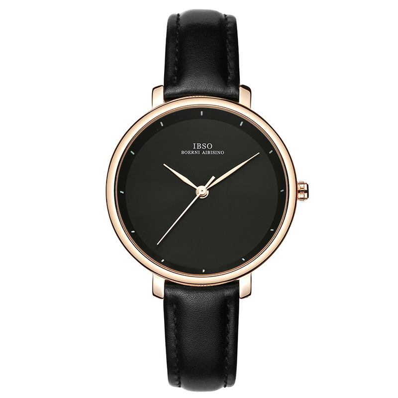 Enkel Design Damarmbandsur Business Style Läderband Quartz Watch