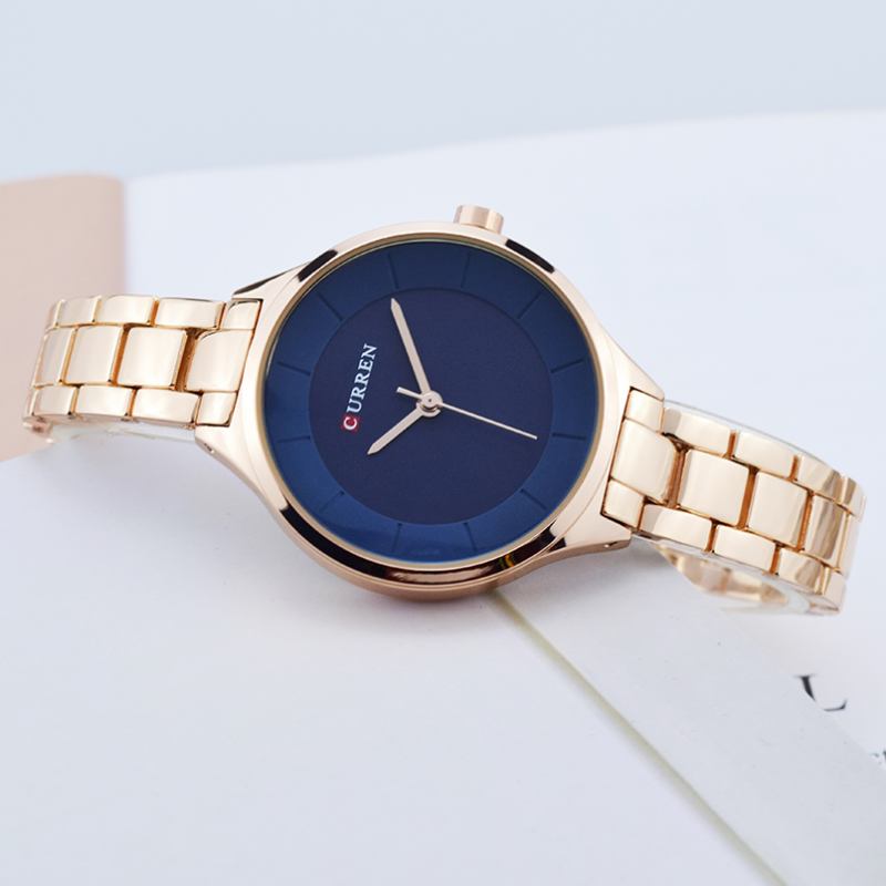 Full Steel Elegant Design Damklocka Business Style Quartz Watch