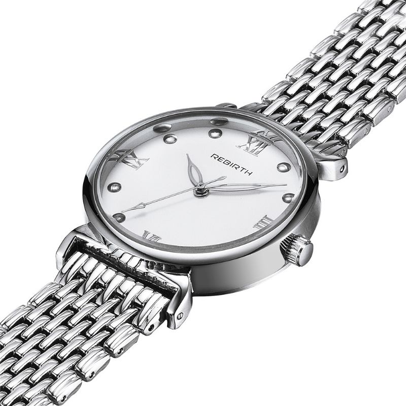 Helt Stål Elegant Design Damarmbandsur Roman Number Quartz Watches