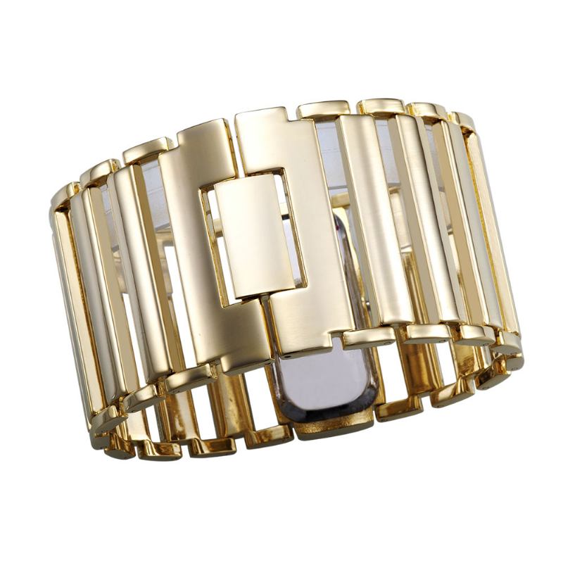 Kvinnor Lyxklocka I Rostfritt Stål Damer Bred Stålband Armband Watch Quartz Klockor
