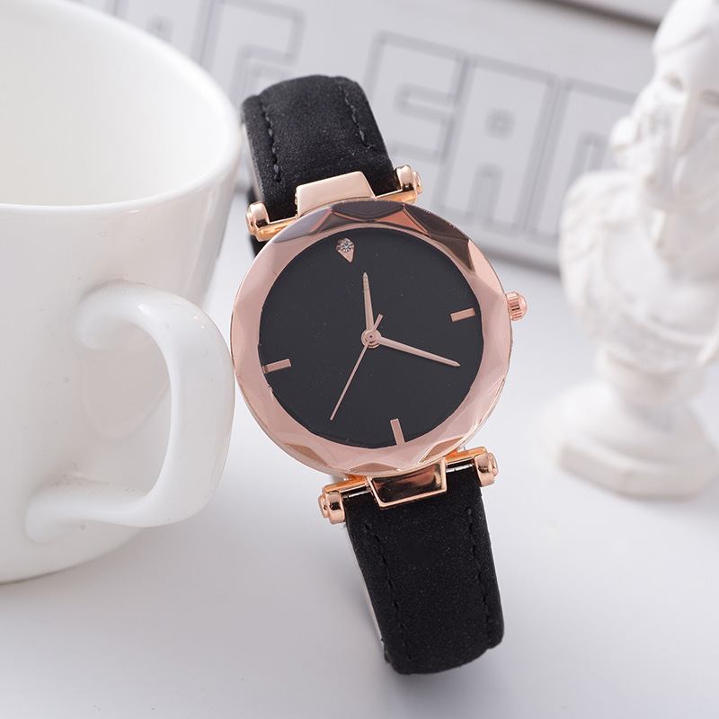 Läderrem Dam Kristallklänning Kvinnor Quartz Watch