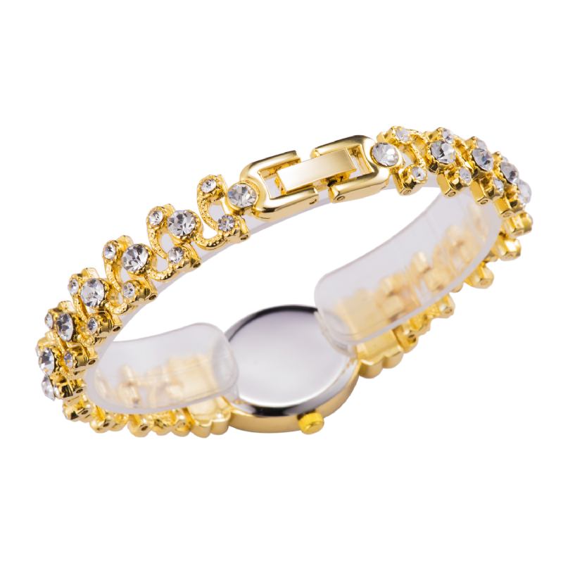 Lyx Delikat Med Diamanter Oval Urtavla Dam Vattentät Rostfritt Stål Armband Quartz Watch