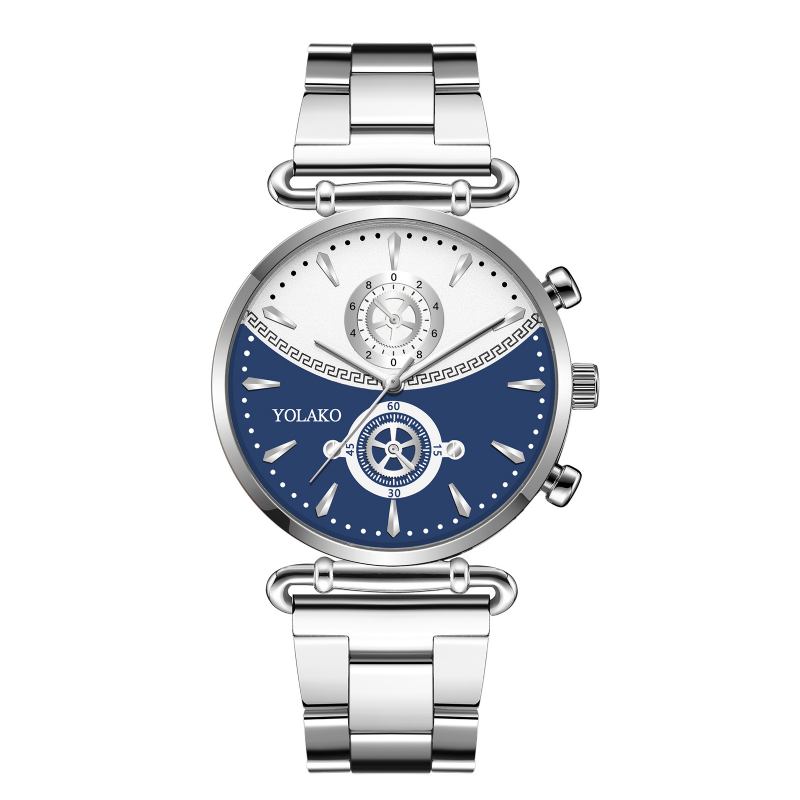 Mode Casual Steel Mesh Strap Personlighet Gear Dial Quartz Watch För Män Kvinnor