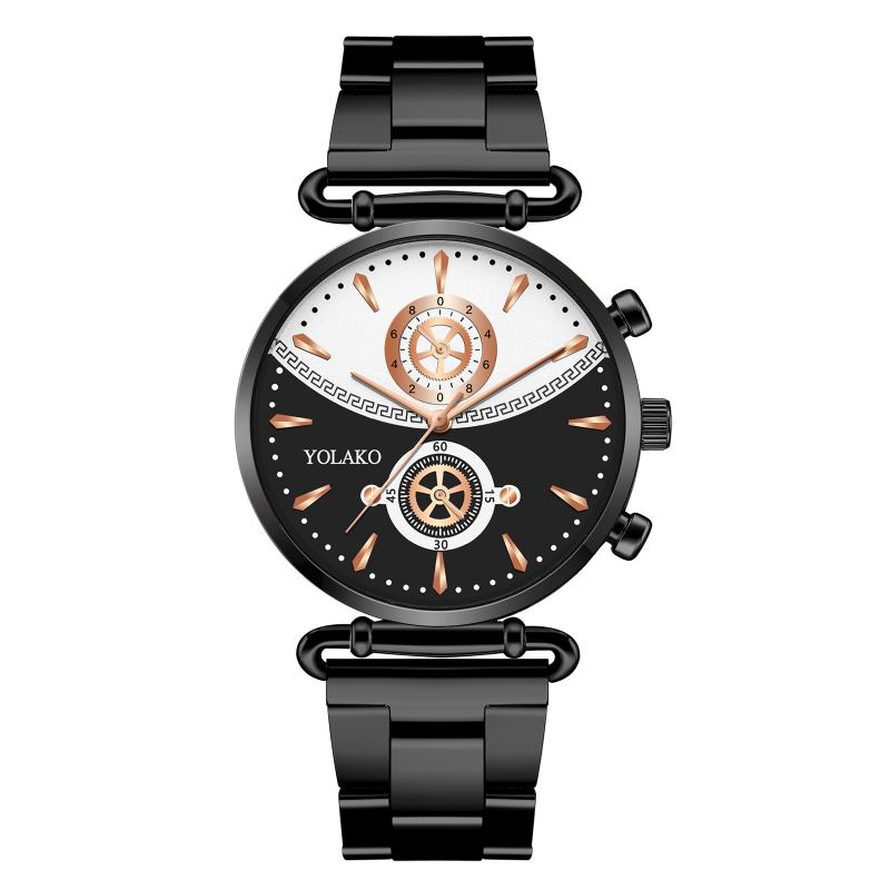 Mode Casual Steel Mesh Strap Personlighet Gear Dial Quartz Watch För Män Kvinnor