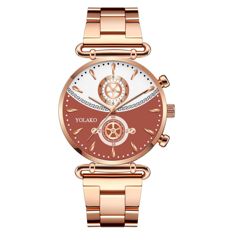 Mode Casual Steel Mesh Strap Personlighet Gear Dial Quartz Watch För Män Kvinnor
