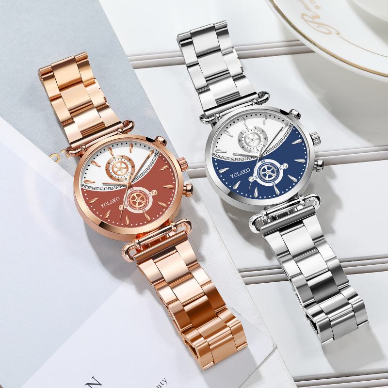 Mode Casual Steel Mesh Strap Personlighet Gear Dial Quartz Watch För Män Kvinnor