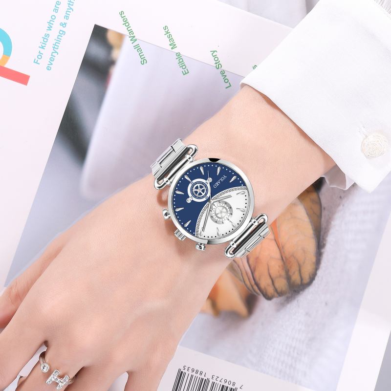 Mode Casual Steel Mesh Strap Personlighet Gear Dial Quartz Watch För Män Kvinnor