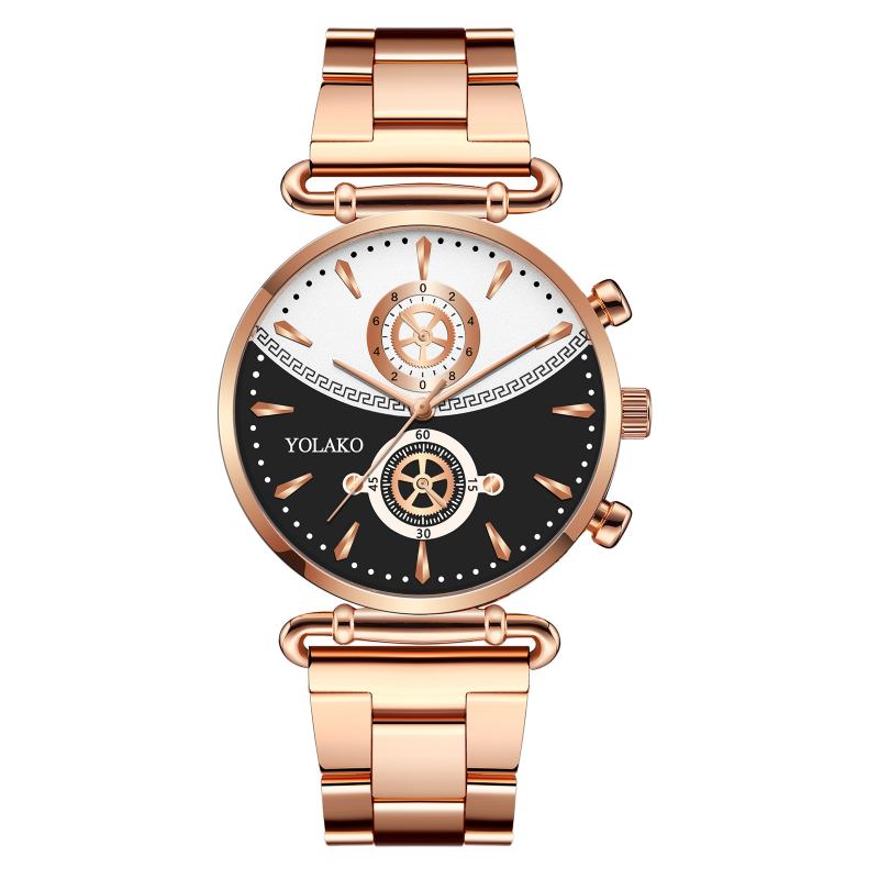 Mode Casual Steel Mesh Strap Personlighet Gear Dial Quartz Watch För Män Kvinnor