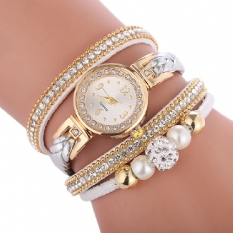 Mode Circle Armband Diamond Simple Dial Damklänning Kvinnor Quartz Watch