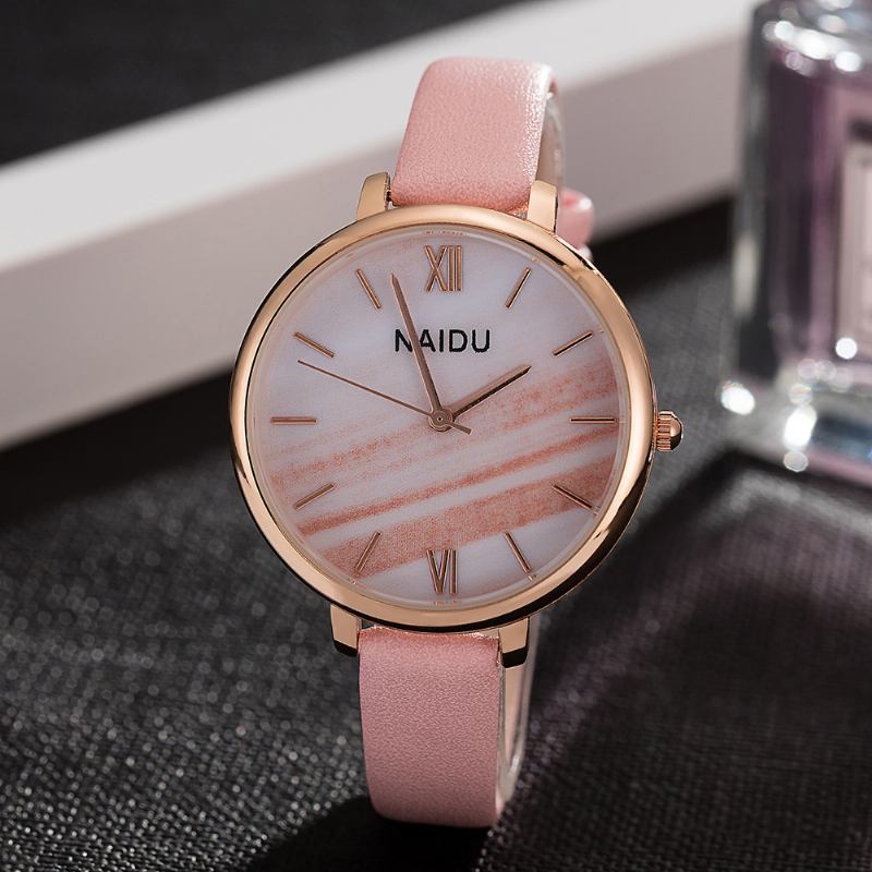 Mode Elegant Design Romersk Siffra Pu-läderrem Damarmbandsur Quartz Watch