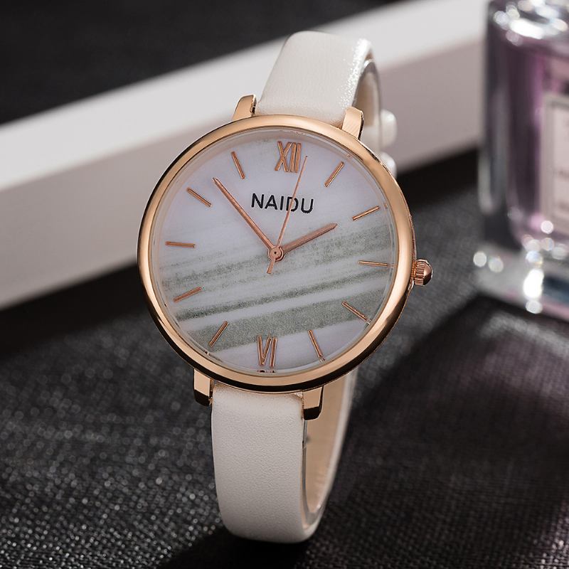 Mode Elegant Design Romersk Siffra Pu-läderrem Damarmbandsur Quartz Watch