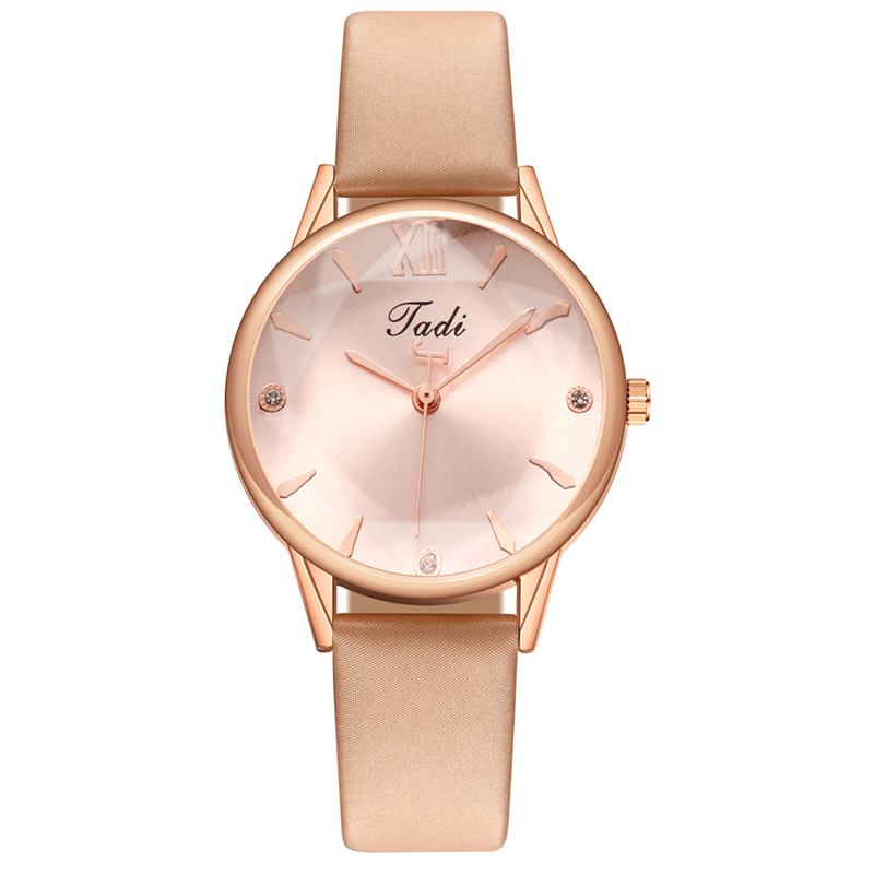 Mode Elegant Kvinnor Klockor Läder Band Geometrisk Design Romerska Siffror Quartz Watch