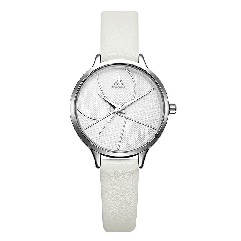 Mode Enkel Urtavla Iögonfallande Läderrem Kvinnor Quartz Watch