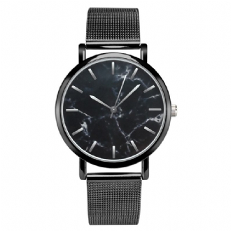 Mode Kvinnor Marmor Yta Rostfritt Stål Band Dam Klänning Quartz Watch