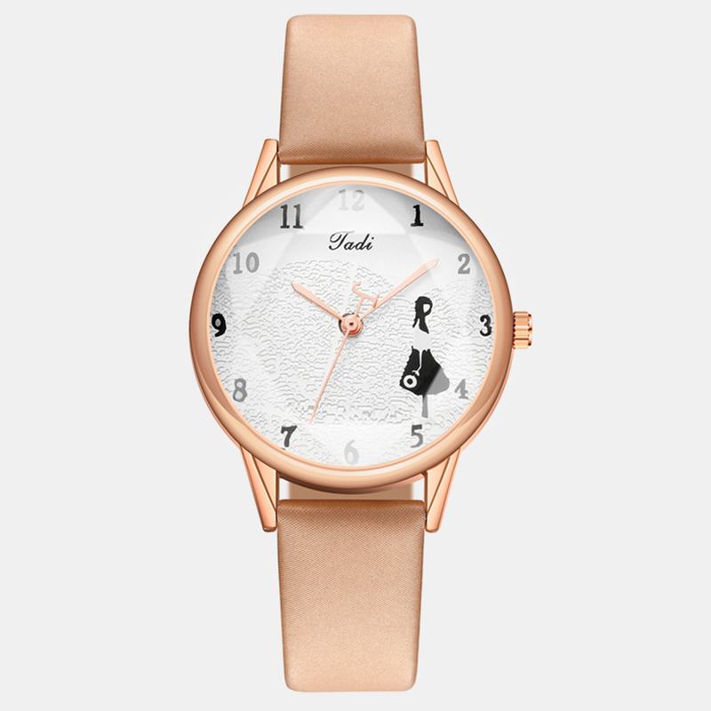 Mode Läderrem Little Girl Mönster Casual Style Kvinnor Watch Quartz Watch