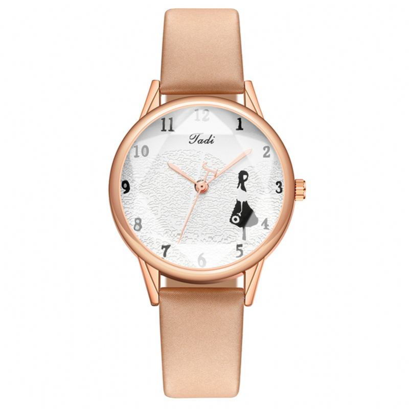 Mode Läderrem Little Girl Mönster Casual Style Kvinnor Watch Quartz Watch