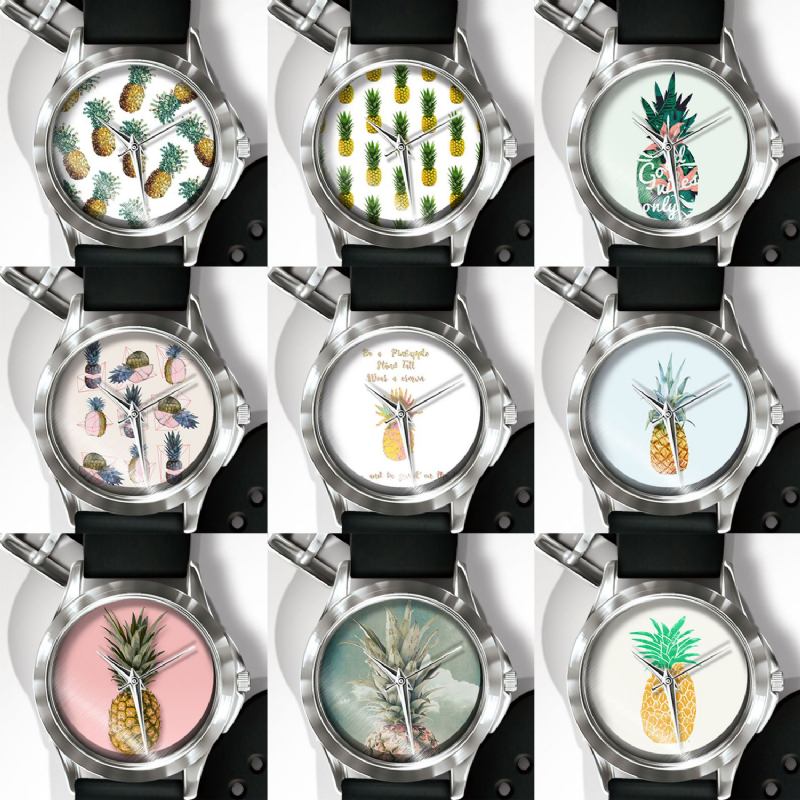 Mode Pineapple Med Tryck Watch Summer Frukt Pvc Casual Lady Quartz Watch