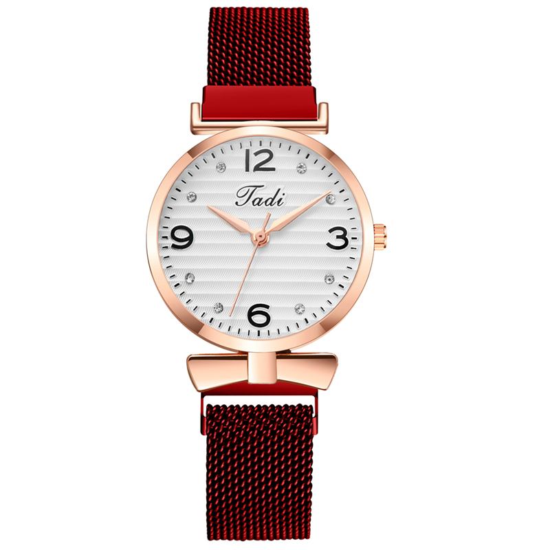 Trendig Enkel Elegant Design Vilda Kvinnor Klockor Mesh Band Rose Gold Case Quartz Watch