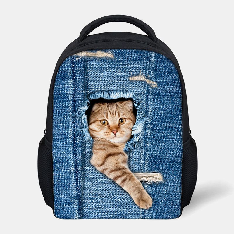 Barn Unisex 3d Animal Creative Cartoon Söt Katttryck Casual Outdoor Ryggsäck Skolväska