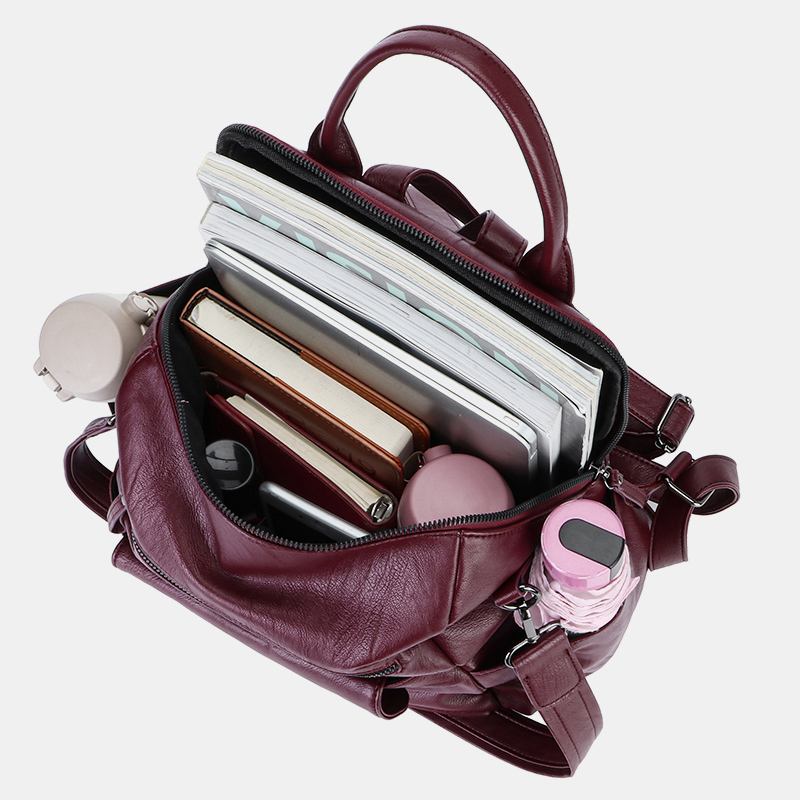 Dam Enfärgad Vattentät Multi-carry Ryggsäck Stor Kapacitet Rygg Stöldskyddsficka Axelväska Crossbody Bag