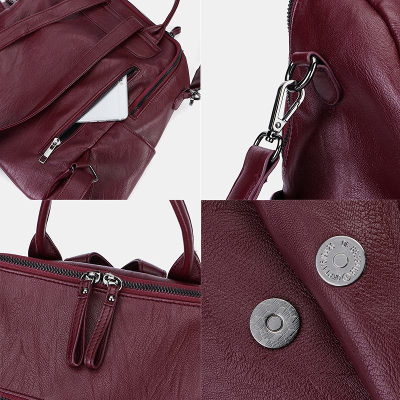 Dam Enfärgad Vattentät Multi-carry Ryggsäck Stor Kapacitet Rygg Stöldskyddsficka Axelväska Crossbody Bag