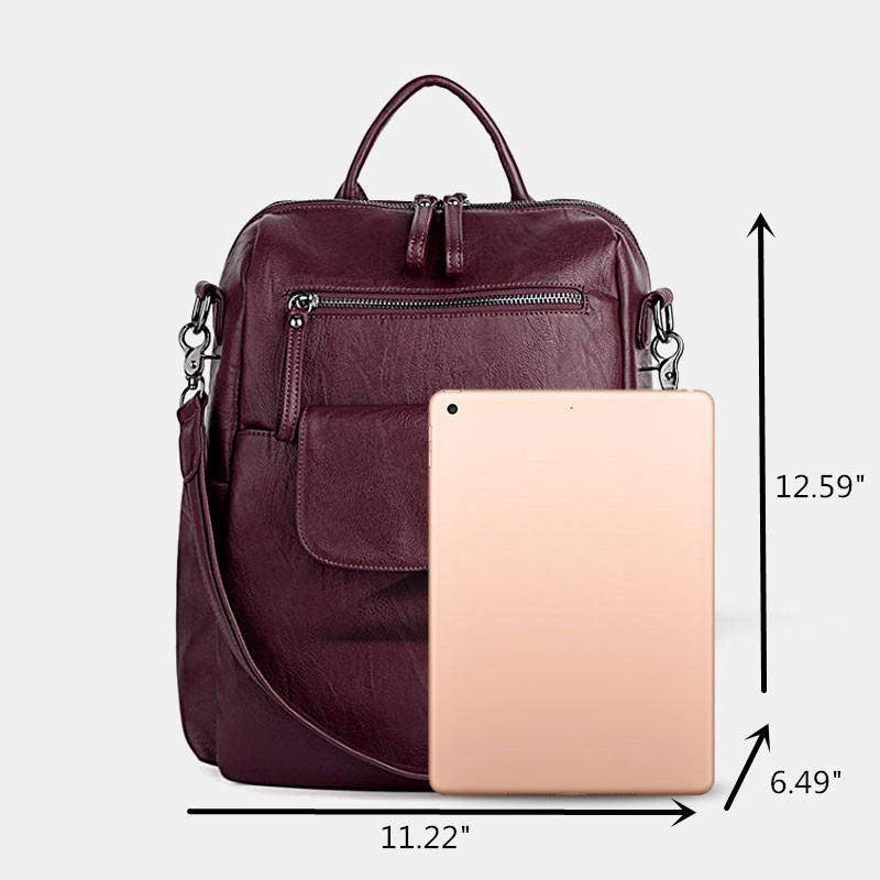Dam Enfärgad Vattentät Multi-carry Ryggsäck Stor Kapacitet Rygg Stöldskyddsficka Axelväska Crossbody Bag