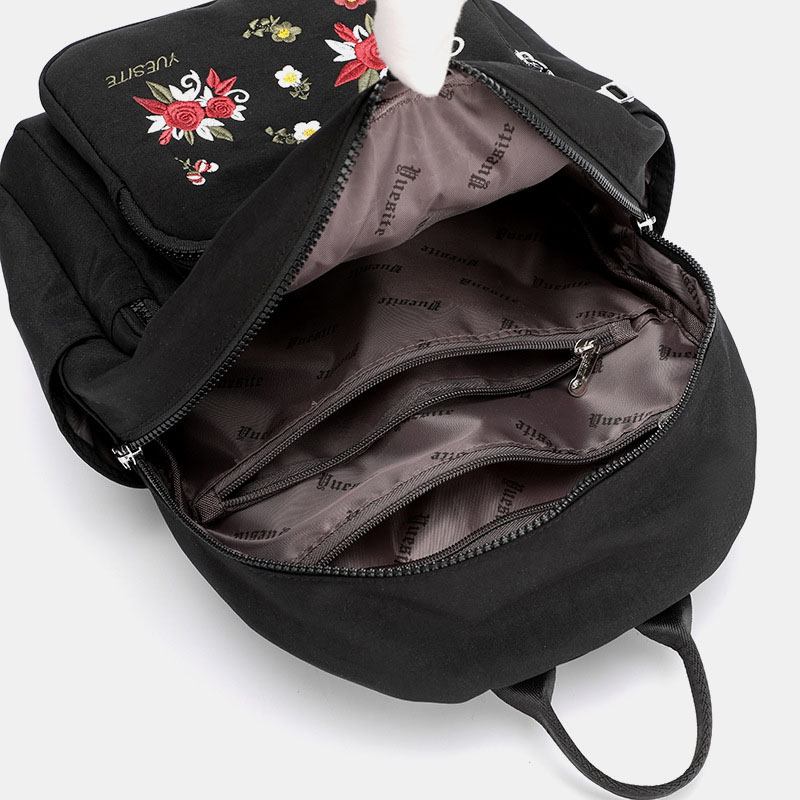 Dam Nylon Vattentät Blommig Casual Broderad Ryggsäck