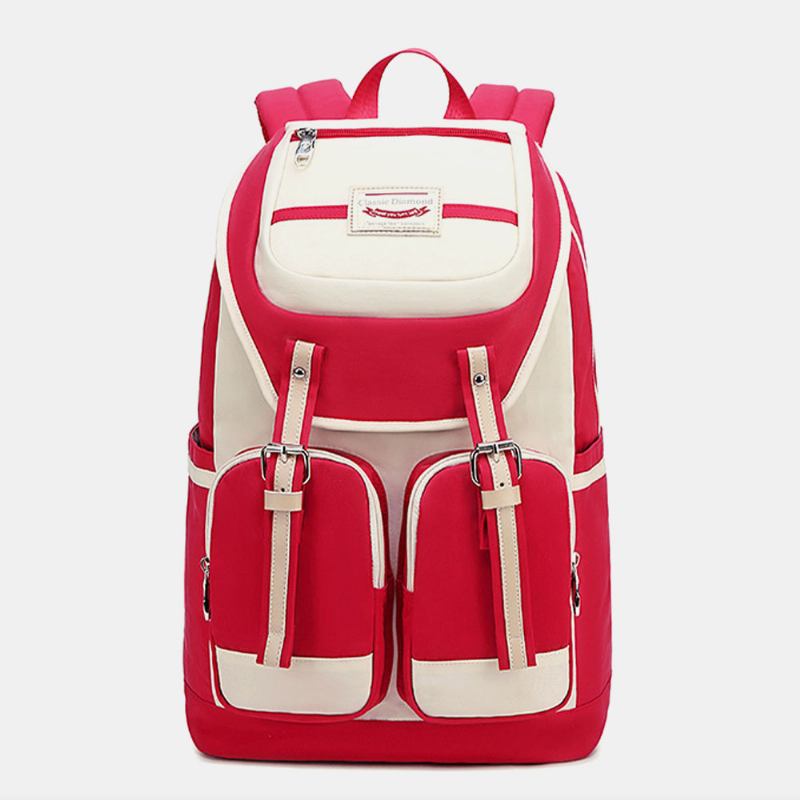 Dam Vattentät Nylon Stor Kapacitet Casual Patchwork Ryggsäck